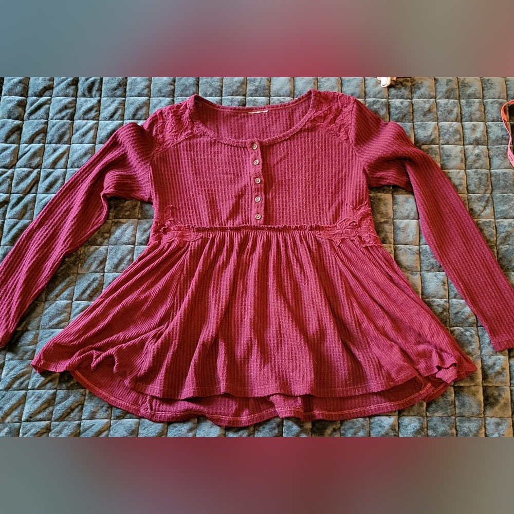 Burgundy Lace Babydoll Top
